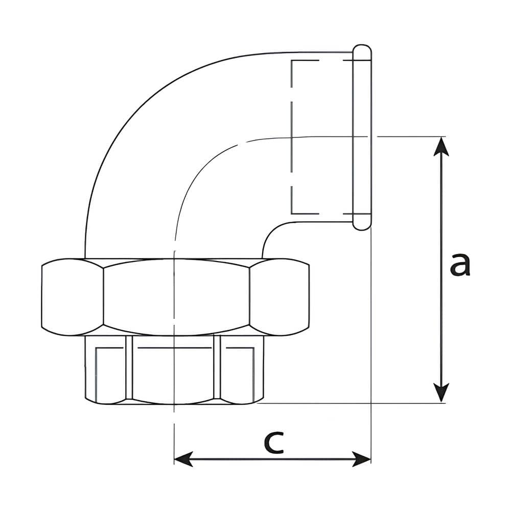 Rohový holendr šroubení RA096 s vnitřními závity R z ocele pro potrubní rozvody stlačeného vzduchu