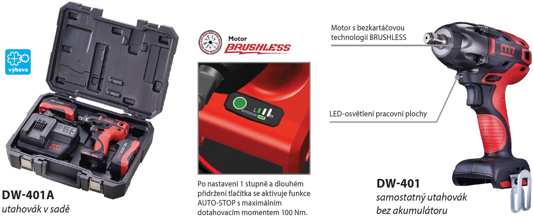 Akumulátorový rázový utahovák DW-401 - 1/2"