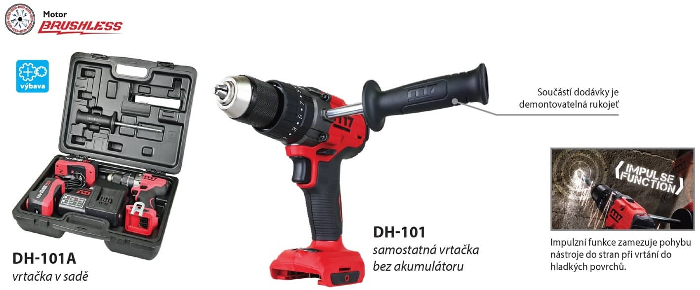 akumulátorová vrtačka s rychloupínacím kovovým sklíčidlem 1/2" (13 mm)