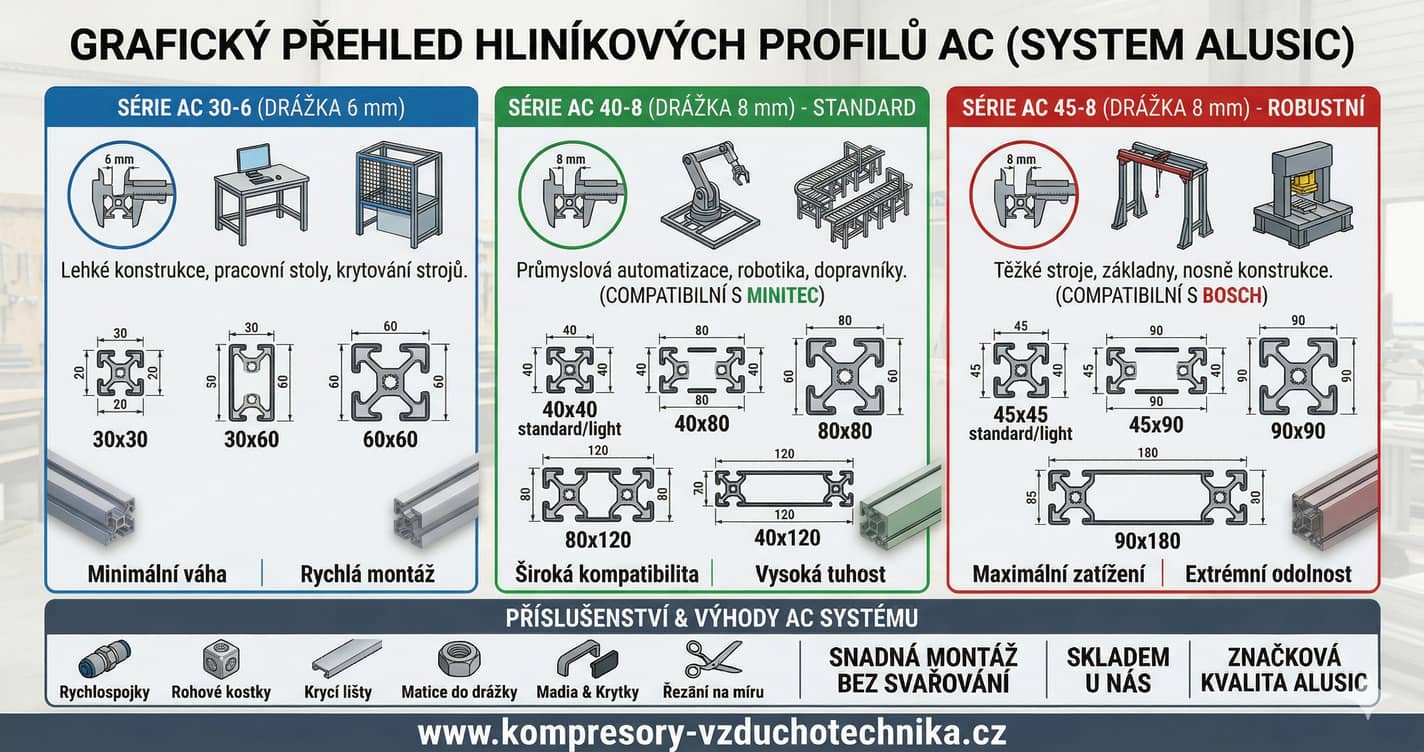 Grafický přehled hliníkových profilů AC
