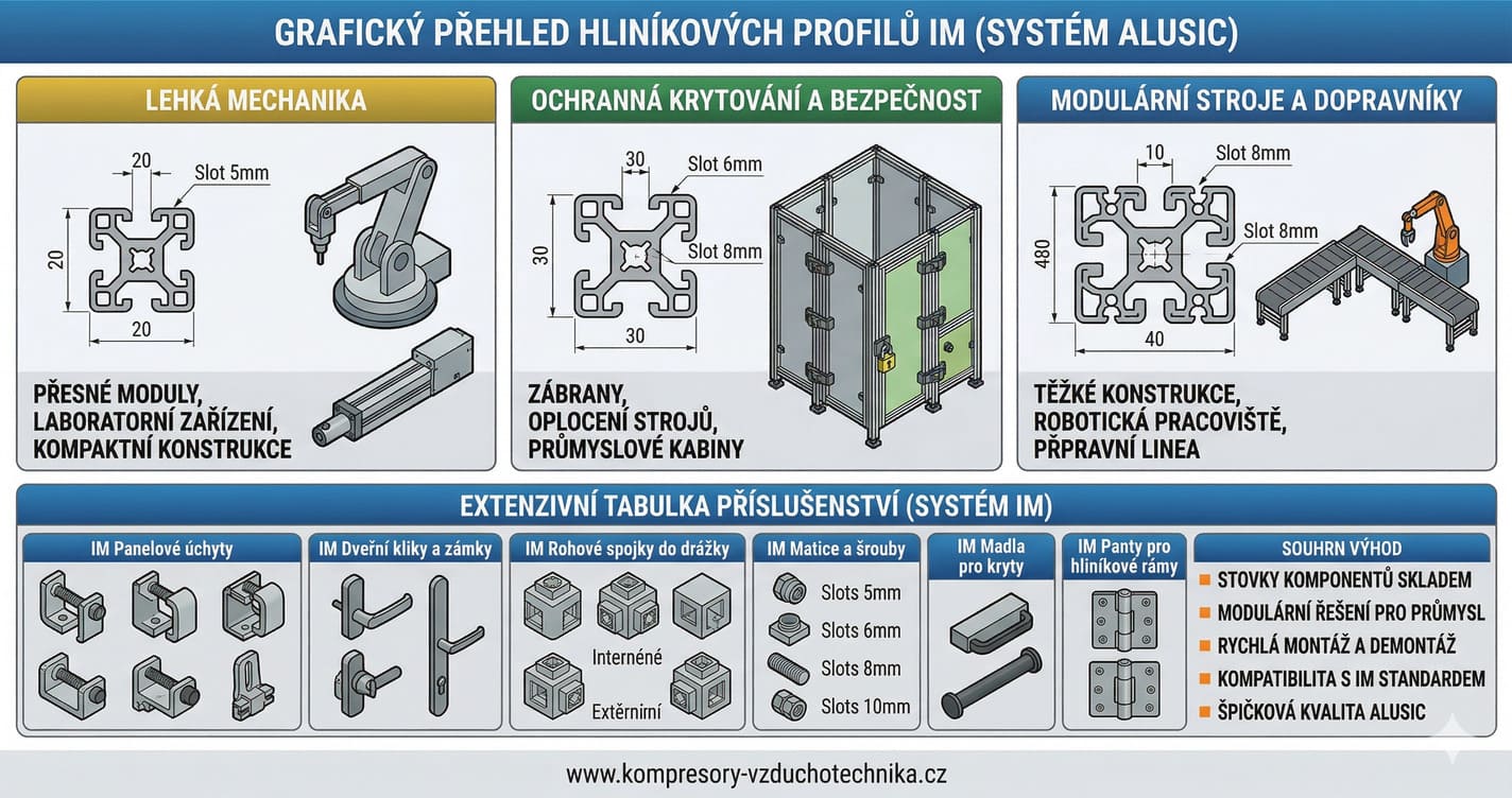Grafický přehled hliníkových profilů IM