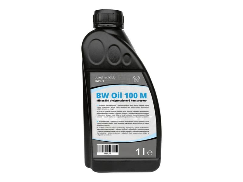 Litrová fľaša originálneho oleja pre piestové kompresory Black Wind