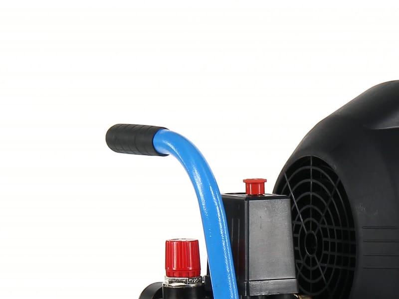 Tubular handle with rubber grip — above the pressure switch on the V36 compressor
