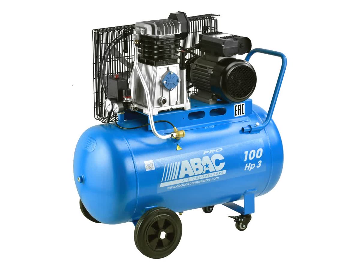 Kompresor ABAC Pro Line A39X-2,2-100CT — jednotka A39 s motorem 2,2 kW, vzdušník 100 l na kolečkách