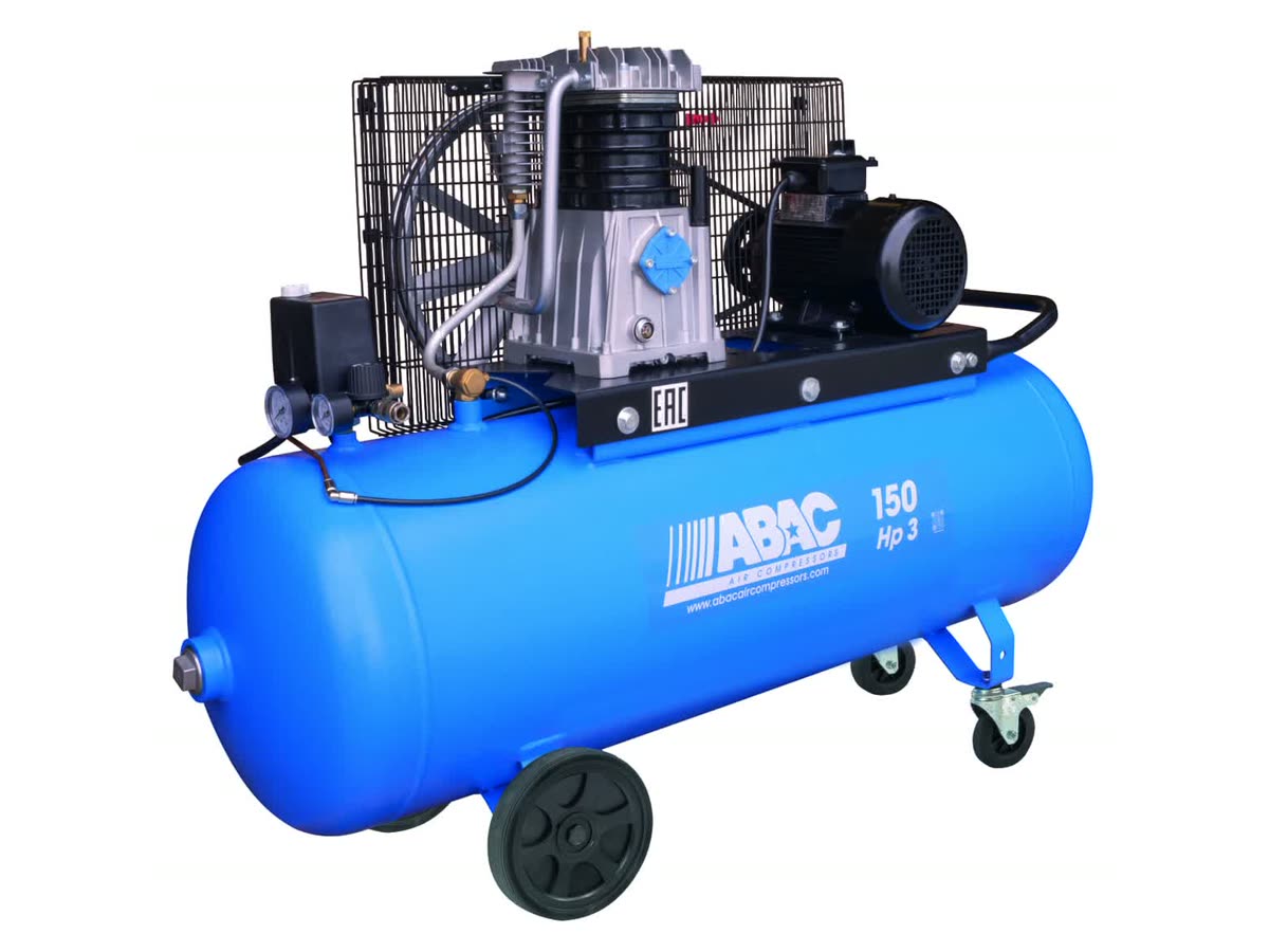 Kompresor ABAC Pro Line A49BX-2,2-150CT — dvoustupňová jednotka A49B s mezichladičem, motor 2,2 kW na 400 V, vzdušník 150 l