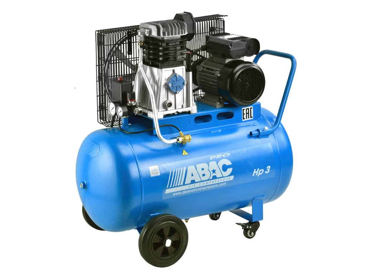Kompresor ABAC Pro Line A29BX-2,2-50CM — jednotka A29B s motorem 2,2 kW na 230 V, vzdušník 50 l na kolečkách