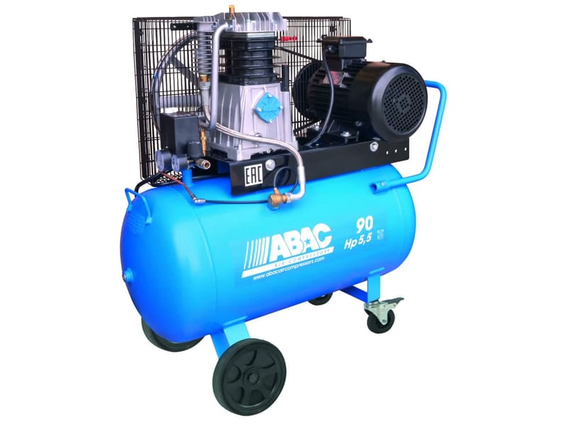 Pro Line A49BX-4-90CT compressor from the other side — two-stage A49B pump, 4 kW motor, 90 l tank