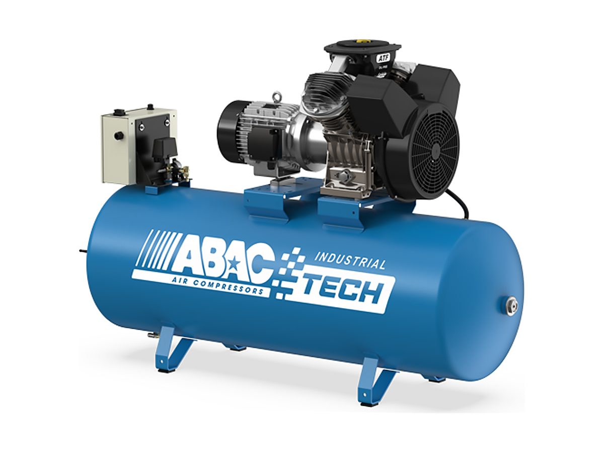 Bezolejový kompresor ABAC Tech ATF-4-270FT na ležatém vzdušníku 270 litrů s rozvaděčem a tlakovým spínačem