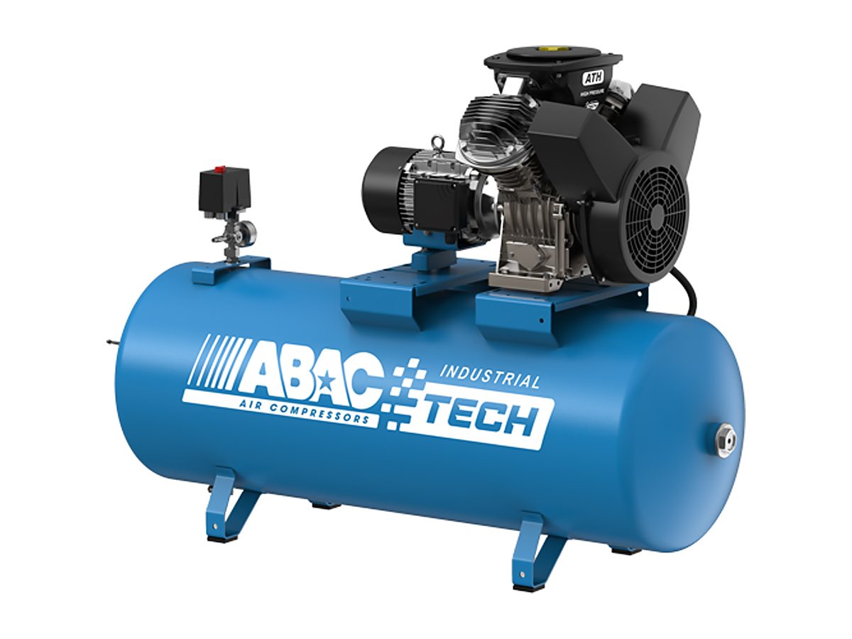 Two-stage high-pressure compressor ABAC Tech ATH with an intercooler on a carrying frame