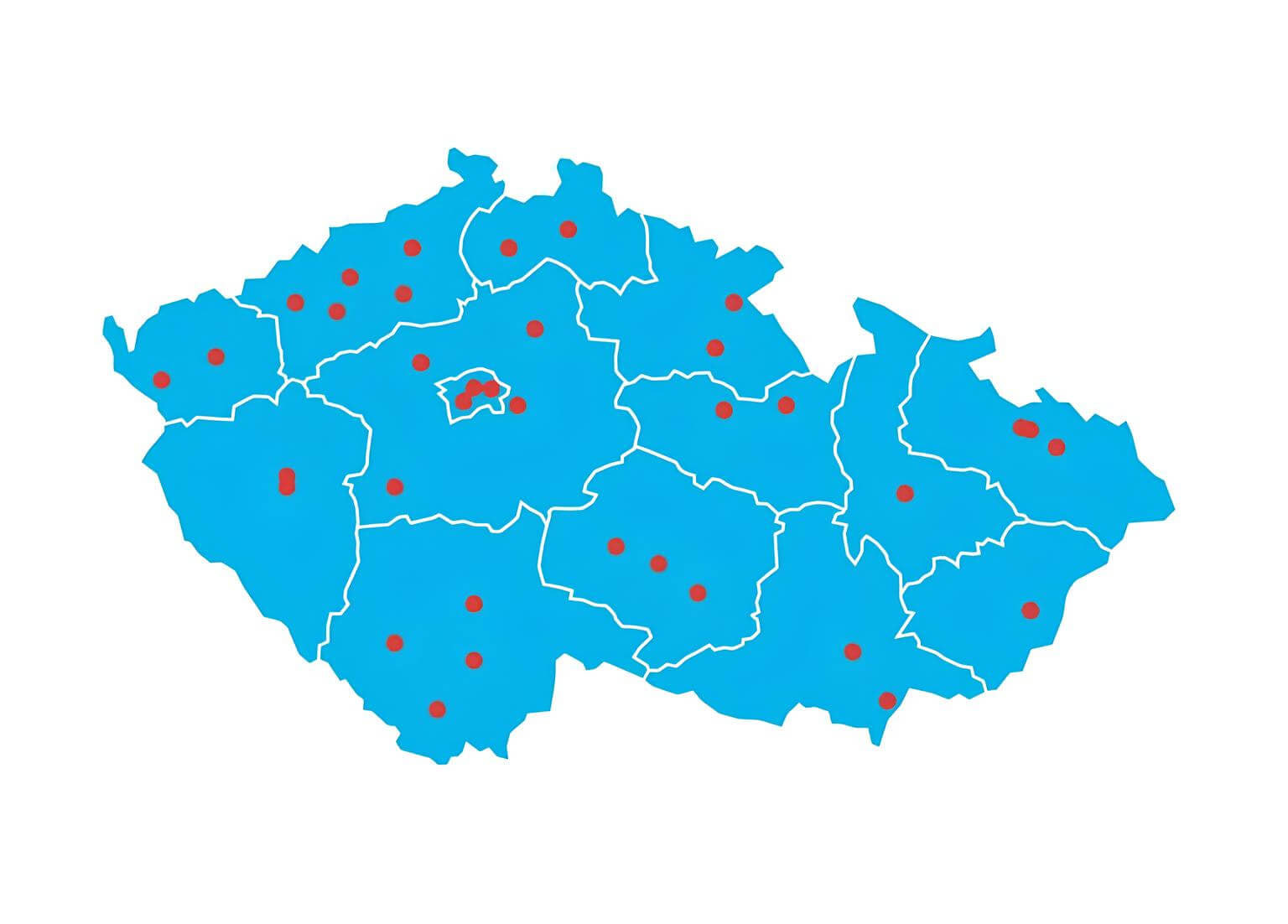 Map of authorised ATMOS compressor service centres in the Czech Republic