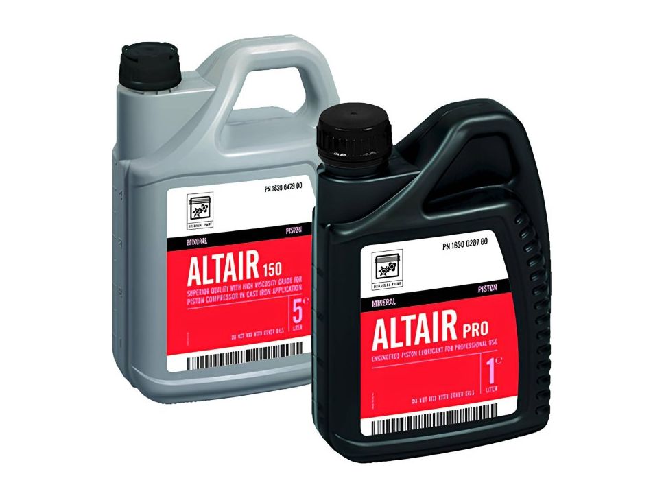 Kompresorový olej ABAC Altair 150 v kanistri 5 l a Altair Pro vo fľaši 1 l