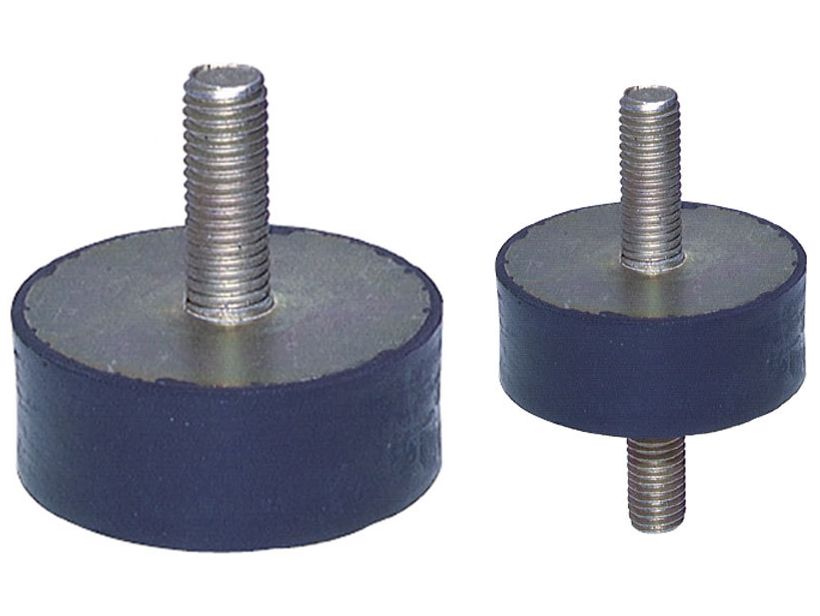Mounts with a male thread — one-sided with the stud on top and two-sided with a stud at both ends