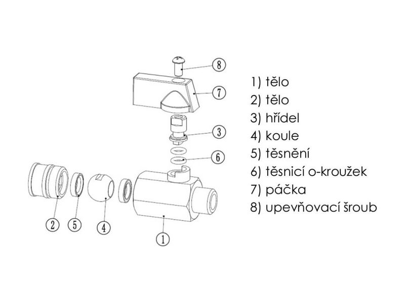 Section through a BMA mini cock — body, ball and PTFE seal