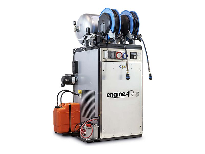 Dieselový kompresor Engine Air s elektrocentrálou a navíjacími bubnami na hadice