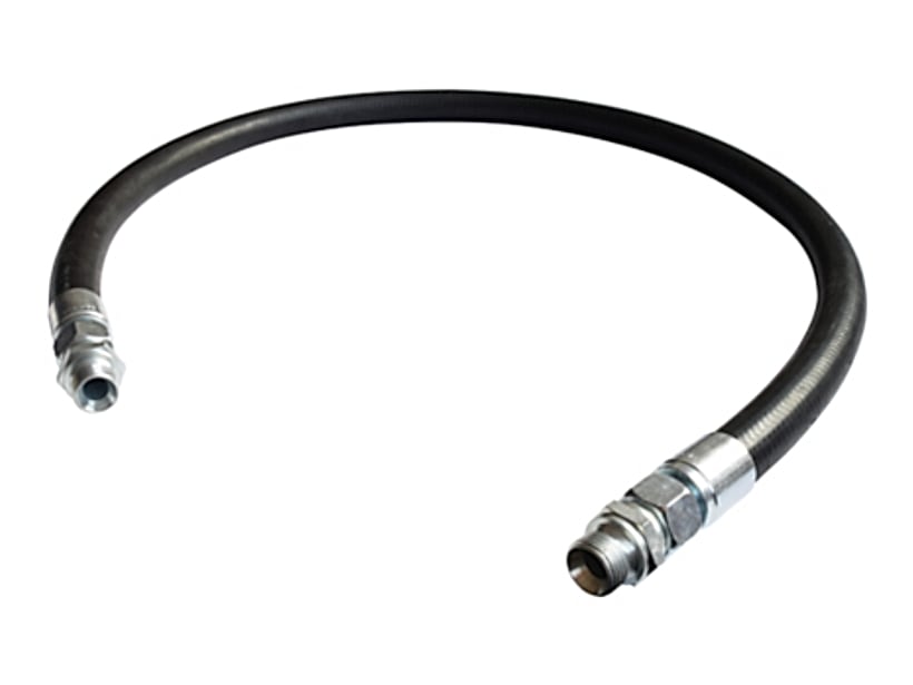 Rubber connecting hose with straight ends and a male-thread adaptor