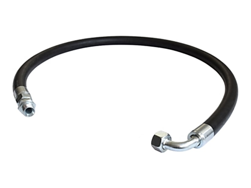Rubber connecting hose with one straight end and the other bent at 90°