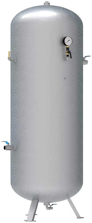 Ausgerüsteter verzinkter Druckbehälter 1 000 l mit Hähnen, Manometer und Sicherheitsventil