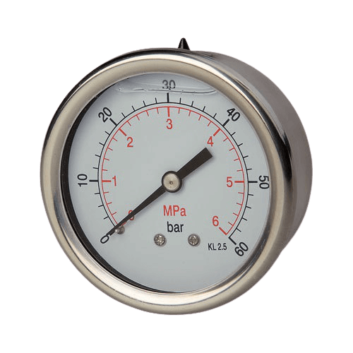 Manometr nerezový s glycerinovou náplní pro měření tlaku v médiu s tlakovými rázy