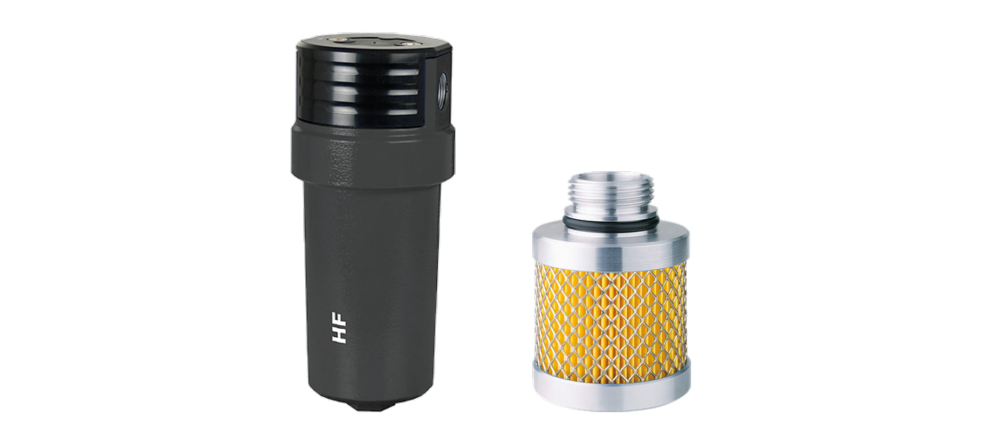 HF high-pressure filter and HFP filter element