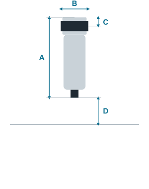 Drawing of the M-VAC filter with dimensions A, B, C and D