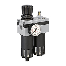 Metal B2U air treatment unit: filter regulator and lubricator side by side