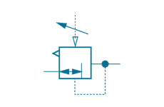 Symbol graficzny zdalnie sterowanego reduktora ciśnienia (wzmacniacza objętości)