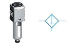 FUTURA 0.3 µm pre-filter and the filter schematic symbol