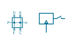 Schematic symbols of the manifold module and the pressure switch