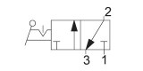 3/2 pneumatický ventil, páčka 90°, 2 polohy s aretací