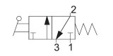 3/2 pneumatický ventil, páčka 180°, 2 polohy s pružinou