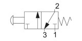 3/2 pneumatický ventil, tlačítko bez aretace