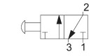 3/2 NC pneumatický ventil, tlačítko, 2 polohy s aretací