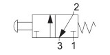 3/2 NC pneumatický ventil, hříbek, červený bez aretace