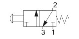 3/2 NC pneumatický ventil, hříbek, černý bez aretace