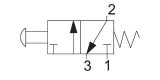 3/2 pneumatický ventil, zapuštěné tlačítko zelené, bez aretace