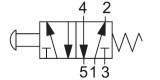 5/2 pneumatický ventil, hříbek, černý bez aretace 