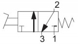 Schéma pedálového pneumatického ventilu 3/2 NC, pedál bez aretace