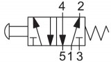 5/2 pneumatický ventil, tlačítko bez aretací