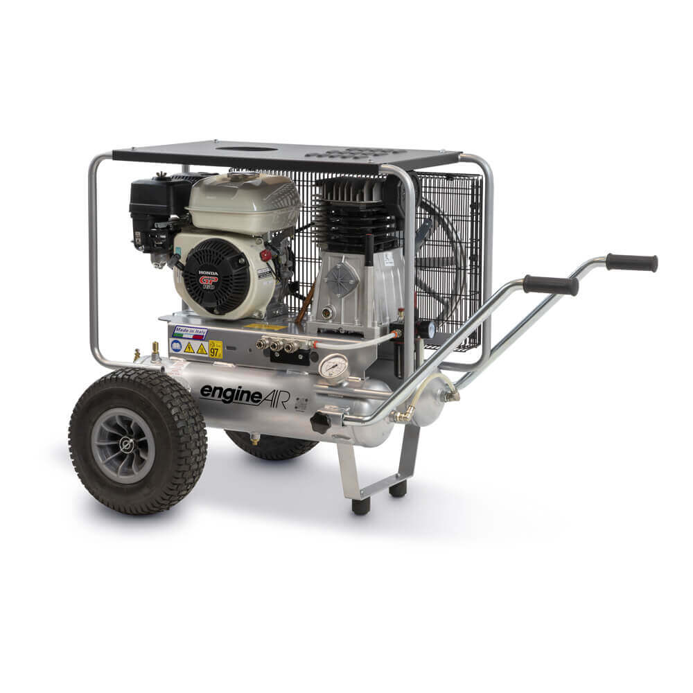 Benzínový kompresor Engine Air EA5-3,5-2x11RP, 22 l vzdušník, mobilní provedení